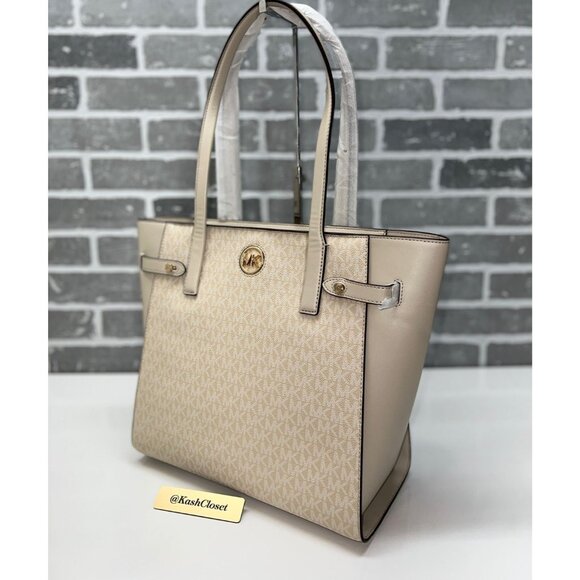 Michael Kors tote bag carmen large leather tote purse light sand - Picture 3 of 11